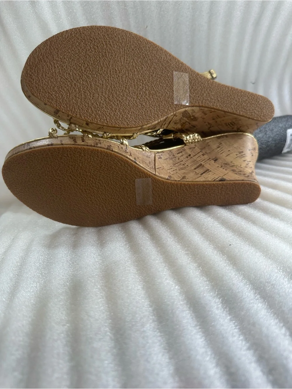 chatties Gold Braided Strap Wedge Sandals
